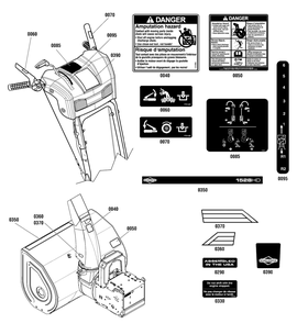 Decals Group Diagram and Parts List for 1696504-00-1528HD 2015 Briggs and Stratton Snow Blower